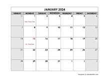 Calendrier Gratuit 2024 MS Word