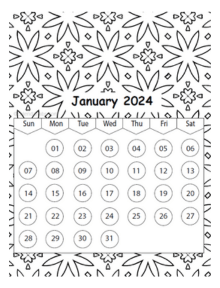 2024 Pattern Coloring Calendar Printable