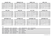 2024 PDF Yearly Calendar With Holidays