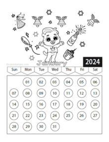 2024 Printable Coloring Calendar Pages