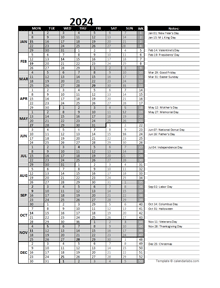 2024 Yearly Business Calendar With Week Number - Free Printable Templates