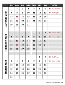 2024 Quarterly Events Calendar Word Template