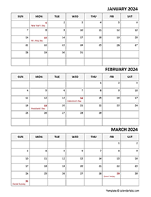 2024 Quarterly Word Calendar Template With Notes