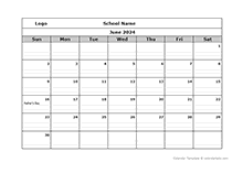 2024 School Monthly Printable Calendar