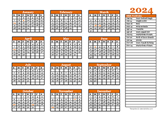 Sikh calendar template 2024
