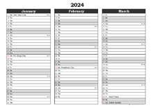 Editable 2024 Three Month Calendar