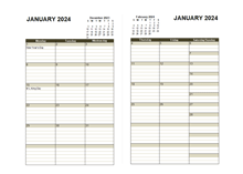 2024 Two Page Monthly Calendar A3
