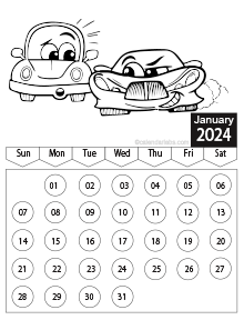 2024 Vehicle Coloring Calendar