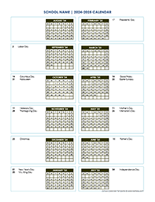 2024 Vertical Yearly Calendar Aug-July