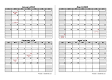 2024 Word Calendar Template Two Months In One Page