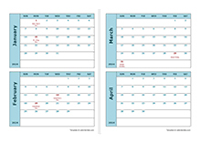 2024 Word Calendar Two Months Per Page