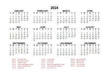 2024 Year at a Glance Calendar with Australia Holidays