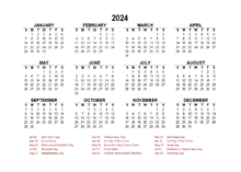 2024 Year at a Glance Calendar with Indonesia Holidays