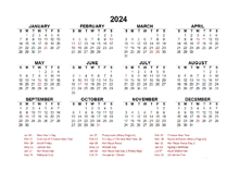 2024 Year at a Glance Calendar with Malaysia Holidays
