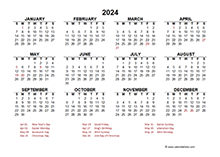 2024 Year at a Glance Calendar with Netherlands Holidays