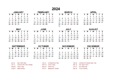 2024 Year at a Glance Calendar with Singapore Holidays