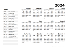 2024 Quarterly Calendar PDF - Free Printable Templates