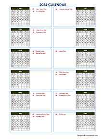2024 Year At A Glance Word Calendar Template