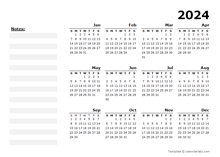 2024 Yearly Calendar Minimal Design