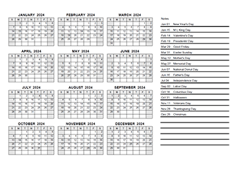 2024 Yearly Calendar PDF