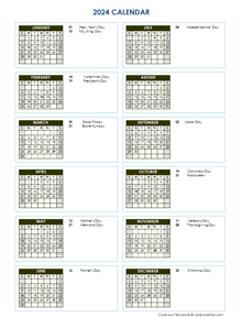 2024 Full Year Calendar Vertical Template