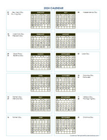 2024 Annual Calendar Vertical Template