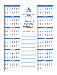 2024 Yearly Free Editable School Jul-Jun Calendar