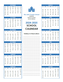 2024 Yearly Free Editable School Sep-Aug Calendar