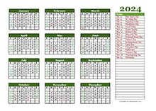 2024 Yearly Large Calendar For Wall