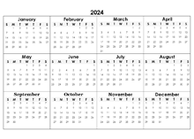 2024 Yearly Mini Calendar Template