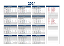 2024 Yearly PDF One Page Calendar