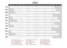 2024 Yearly Project Timeline Calendar Thailand