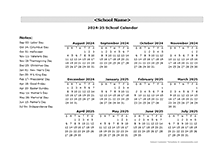 2024 Yearly School Aug-Jul Calendar With Holidays
