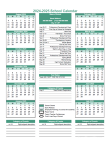 2024 Yearly School Calendar Template Editable Aug-Jul