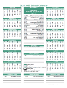 2024 Yearly School Calendar Template Editable Jul-Jun