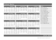2024 Yearly School Horizontal Calendar Aug