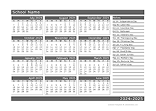 2024 Yearly School Horizontal Calendar Jul