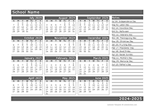2024 Yearly School Horizontal Calendar Sep