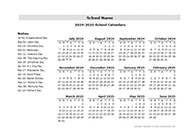 2024 Yearly School Jul-Jun Calendar With Holidays