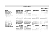 2024 Yearly School Sep-Aug Calendar With Holidays