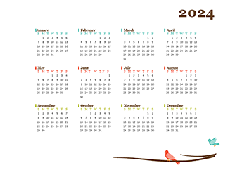 2024 Yearly Singapore Calendar Design Template