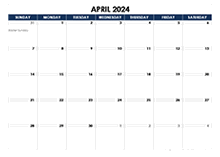 April 2024 Blank Calendar