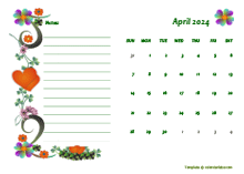 April 2024 Calendar Dates