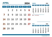 April 2024 Excel Calendar with Holidays