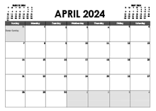 April 2024 Calendar Excel