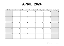April 2024 PDF Calendar
