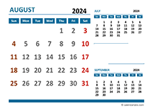 August 2024 Excel Calendar with Holidays