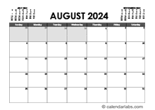 August 2024 Calendar Excel