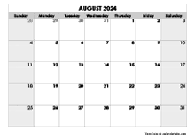 August 2024 Printable Calendar