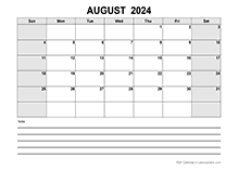 Blank August 2024 Calendar PDF